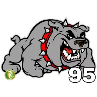 9️⃣ 95 bulldog, animal, número 95, pegatina, dibujo animado telegram sticker