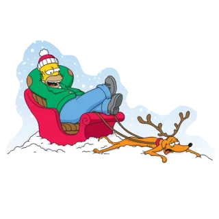 😊 Homer Simpson The Simpsons Homer, Simpson, Natal, kereta luncur, anjing, kartun telegram sticker