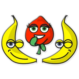 ✌ Banane, Obst, Apfel, Cartoon, Essen telegram sticker