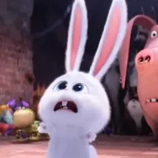 😏 Snowball The Secret Life of Pets dibujos animados, conejo, conejo, animado, personaje, mascota, película telegram sticker