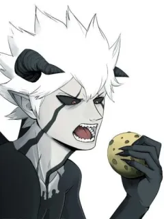 😒 demônio, monstro, anime, fantasia, chifres, criatura telegram sticker