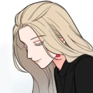 🖤 mulher, cabelo loiro, retrato, ilustração, desenho animado, feminino whatsapp sticker