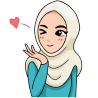 😉 hijab, muslim, woman, wink, love, heart telegram sticker
