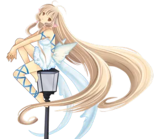 😣 anime girl, long hair, lamp post, dress telegram sticker