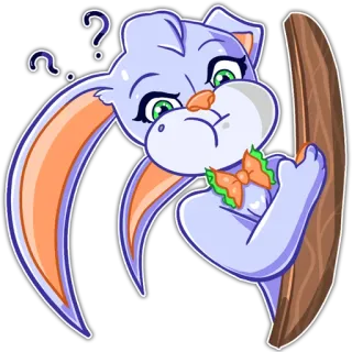 ❓ мультфильм, животное, кролик, милый, персонаж, вопрос, смущенный telegram sticker