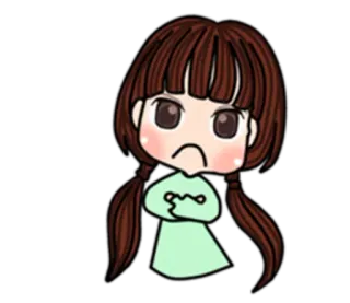 😟 Desenho animado, Menina, Brava, Chateada, Beicinho, Personagem telegram sticker