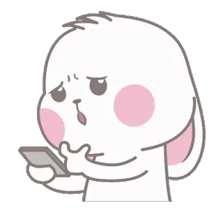 🤔 kelinci, bunny, kartun, hewan, imut, stiker, telepon, berpikir whatsapp sticker