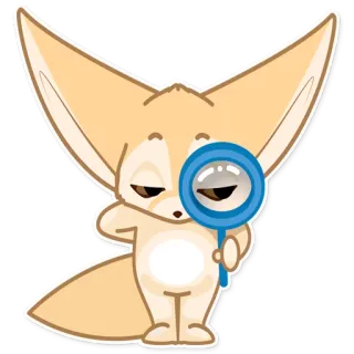 🔎 volpe fennec, animale, adesivo, cartone animato, lente d'ingrandimento telegram sticker