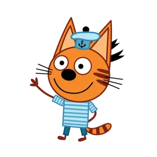 ✋️ gatto, cartone animato, maglietta a righe, cappello da marinaio, ancora whatsapp sticker