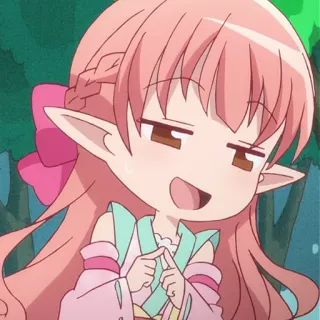 🎀 Anime, Fofo, Elfo, Presunçoso, Travesso, Cabelo Rosa, Desenho Animado telegram sticker
