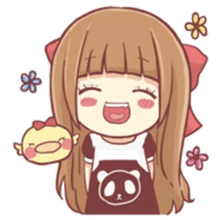 😊 애니메이션, 귀여운, 카와이, 만화, 소녀, 캐릭터, 팬더 telegram sticker