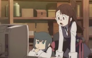 😮 anime, computer, scioccato, personaggi telegram sticker