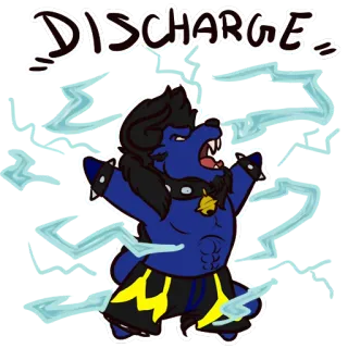🅾️ DISCHARGE ontlading, bliksem, elektriciteit, dier, weerwolf, monster telegram sticker