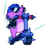 😎 cartoon, scooter, purple, blue, spikes, sunglasses, hedgehog whatsapp sticker