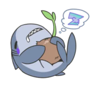💤 tubarão, planta, fofo, triste, desenho animado telegram sticker