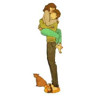 🤗 пара, объятия, любовь, кот, милый, романтика telegram sticker