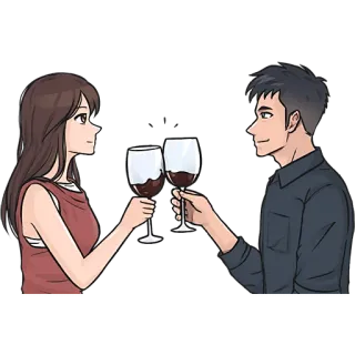 🥂 와인, 건배, 커플, 축하, 관계, 사랑 telegram sticker