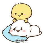 😍 @FarsiSticker słodki, kawaii, kurczak, ptaki, poduszka, śpiący, puszysty telegram sticker