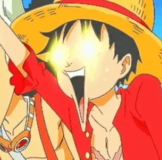 👒 Monkey D. Luffy One Piece Anime, Manga, Pirata, Sombrero de paja, Divertido telegram sticker