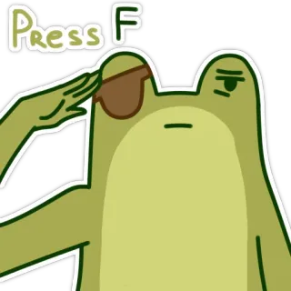 🫡 Press F frog, salute, press f, respect, video game, meme telegram sticker