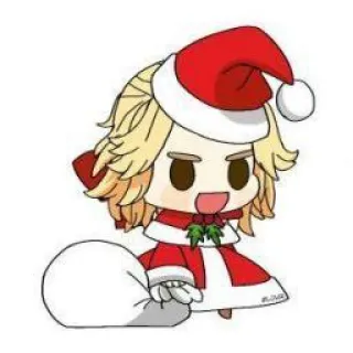 🎅 noël, père noël, chibi, mignon, festif whatsapp sticker