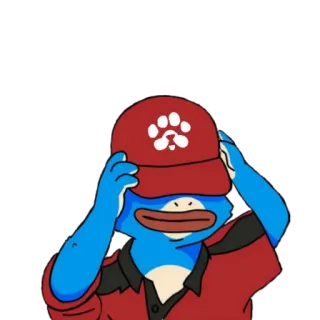 👣 furry, cartoon, blue, character, animal, hat telegram sticker