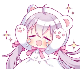 💭 Аниме, Милый, Каваий, Медведь, Блёстки, Плачущий whatsapp sticker