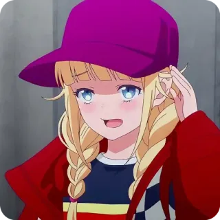 🙂 animé, fille, mignon, blonde, chapeau, dessin animé whatsapp sticker