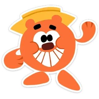 🤩 cartone animato, personaggio, arancione, felice, cappello telegram sticker