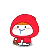 🥲 cartone animato, carino, cappuccetto rosso, personaggio whatsapp sticker