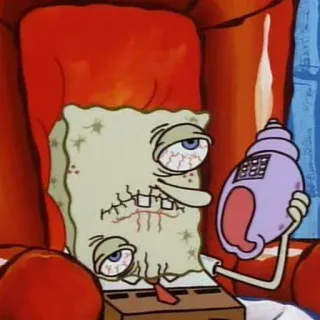 🤧 Spongebob Squarepants спанч боб, мультфильм, nickelodeon, уставший, ленивый, ракушка, мультяшный персонаж telegram sticker