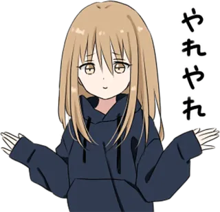 🤷‍♀️ やれやれ 动漫, 女孩, 耸肩, 累, 失望 whatsapp sticker