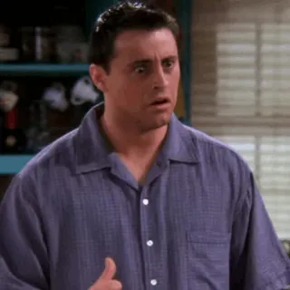😮 Joey Tribbiani Friends Joey, Przyjaciele, zszokowany, reakcja, Matt LeBlanc, telewizja telegram sticker