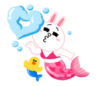 😗 sirène, lapin, canard, mignon, dessin animé whatsapp sticker