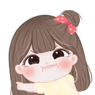 🎀 cartoon, girl, angry, pointing, cute, brunette telegram sticker