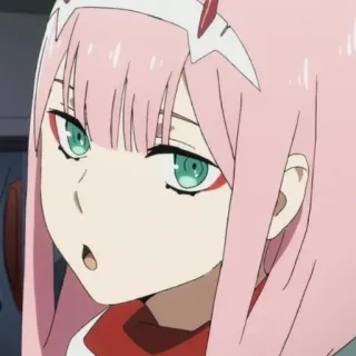🍤 Zero Two Darling in the Franxx 动漫, 02, Darling in the Franxx, 粉色头发, 卡哇伊, 可爱, 角色 telegram sticker