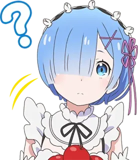 ❓ Rem Anime, Personaggio, Carino, Punto interrogativo telegram sticker