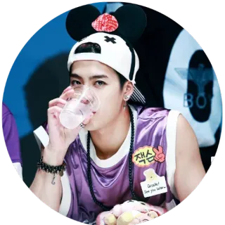 🍸 Jackson 잭슨 hombre, celebridad, Kpop, signo de paz, bebiendo telegram sticker