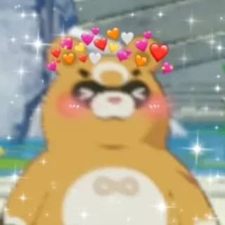 🥰 mono, animal, oso, corazones, kawaii, brillo whatsapp sticker