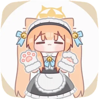 🥳 ragazza anime, kawaii, maid, orecchie da gatto, cartone animato, carino telegram sticker