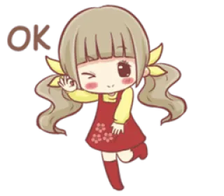 👌 OK menina, bonito, ok, aprovação, anime, ilustração telegram sticker