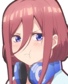 🤨 Miku Nakano The Quintessential Quintuplets Anime, Manga, Karakter, Gadis, Headphone whatsapp sticker