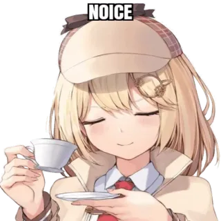 🍵 Amelia Watson NOICE anime, cute, amelia, watson, vtuber, noice, tea whatsapp sticker