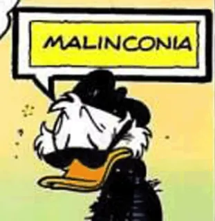 😔 MALINCONIA Dessin animé, Italien, Triste, Canard, Lunettes de soleil, Dépression telegram sticker
