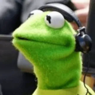 😐 Kermit kermit the frog, muppets, headphones, green, frog telegram sticker