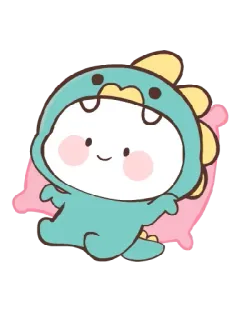 🙂 dinosaur, cute, animal, cartoon, sleep, pillow, illustration telegram sticker