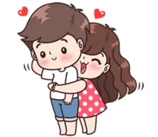 😺 couple, câlin, amour, dessin animé, affection telegram sticker