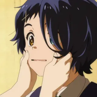 😬 Anime, Charakter, Porträt, Wonder Egg Priority, Gesicht, Kunst telegram sticker