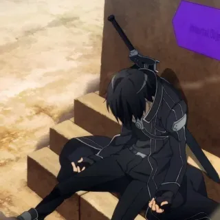 😔 Kirito Sword Art Online Anime, Kiếm, tóc đen, Nhân vật, Sword Art Online telegram sticker