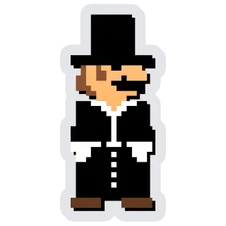 🧙‍♂️ Mario Pixel art, Jeu vidéo, Personnage, Mario, Haut-de-forme, Costume telegram sticker